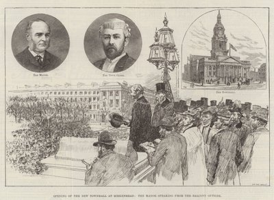 Åbning af det nye rådhus i Birkenhead, borgmesteren taler fra balkonen udenfor af Frank Watkins